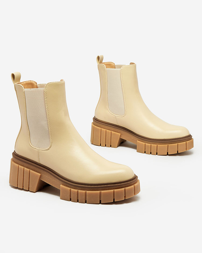 Royalfashion Бежови дамски ботуши с масивна подметка Eferope