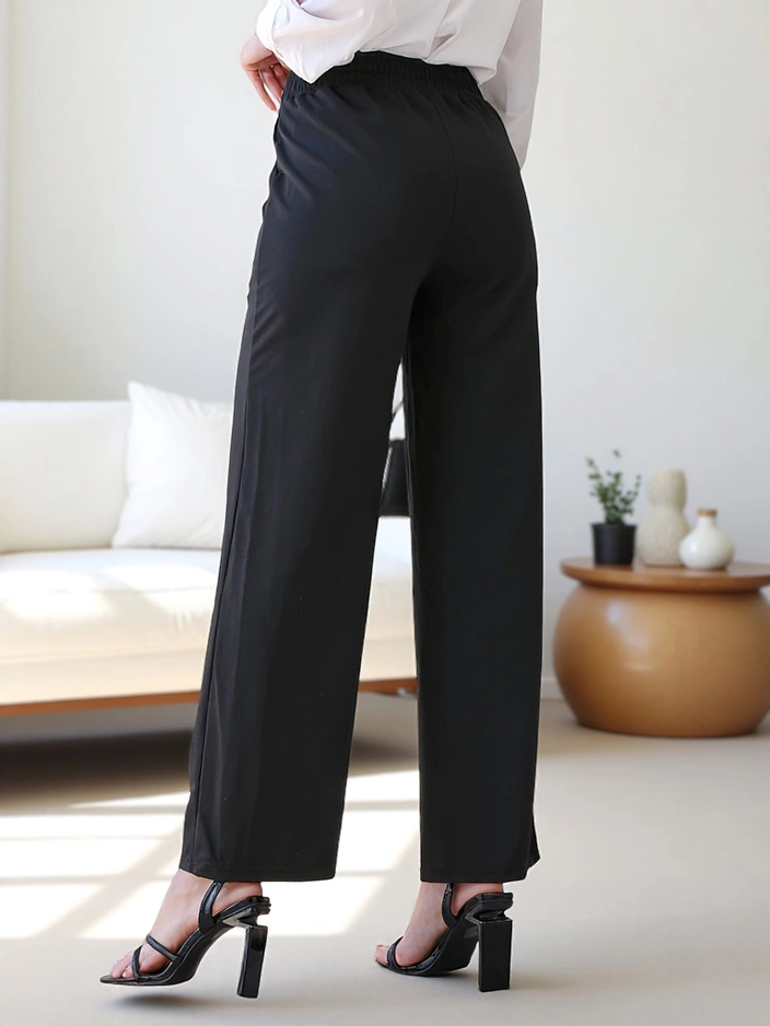 Royalfashion Wide женски панталони с декоративна катарама