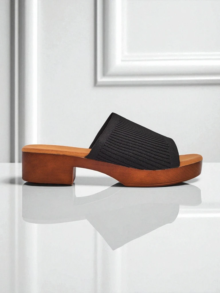 Royalfashion Дамски чехли на нисък ток Ribbed Grace