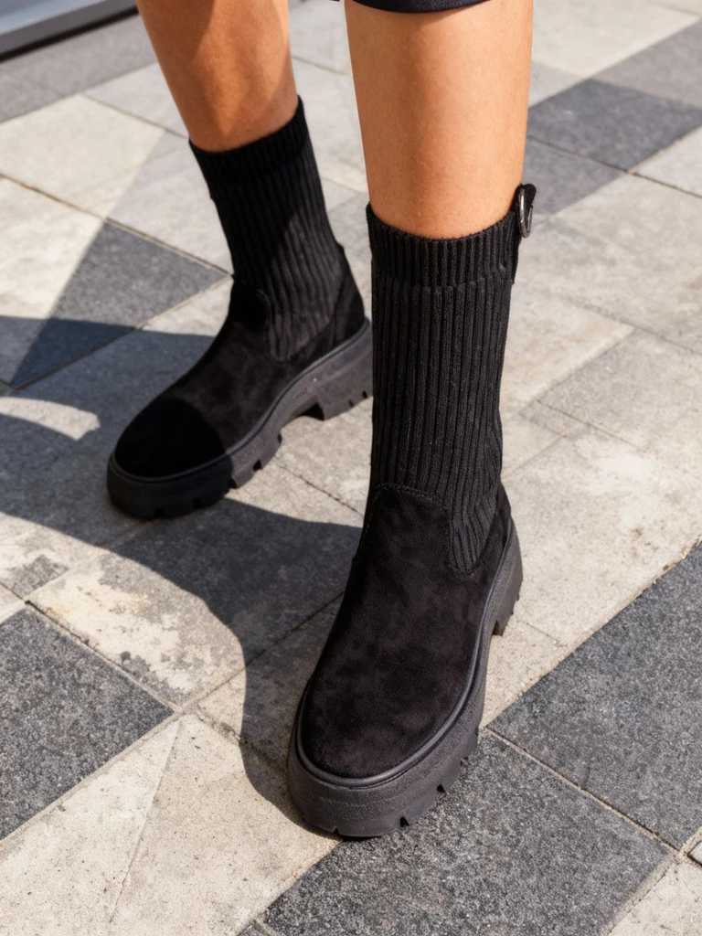 Женски ботуши Royalfashion с втъкана връзка Derette