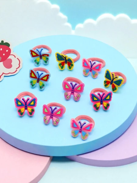 Цветни ластици за коса с пеперуди