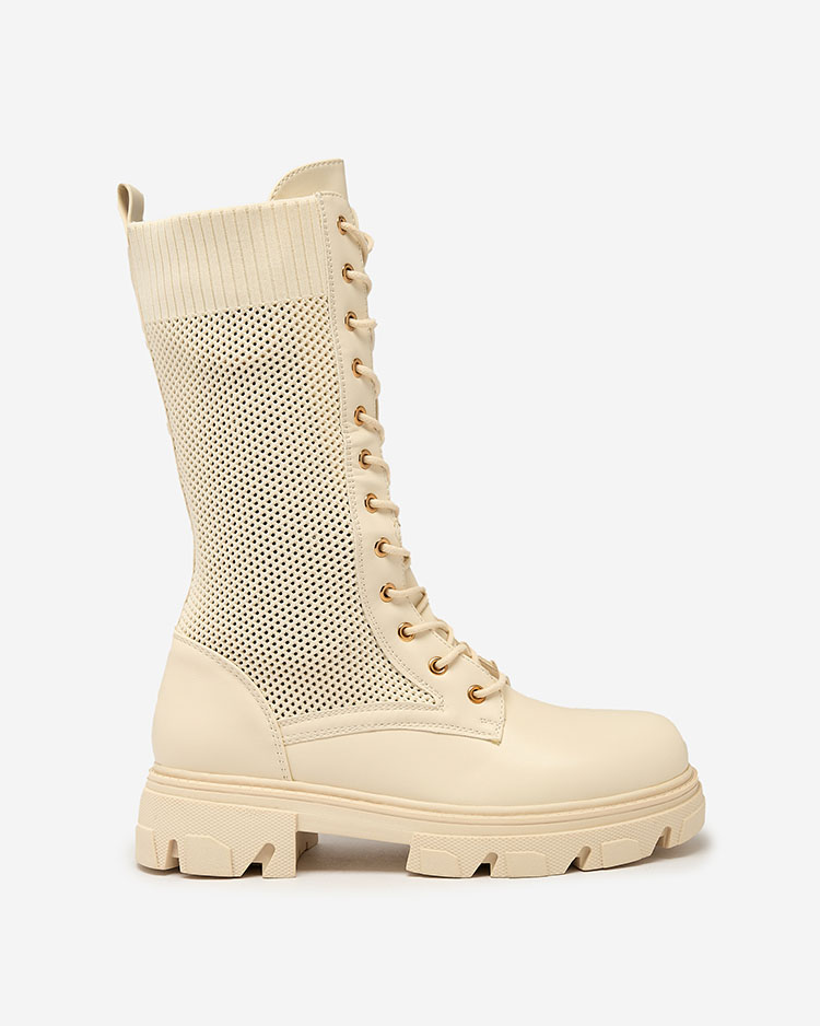 Royalfashion Дамски ажурни ботуши с дантела Buhomias