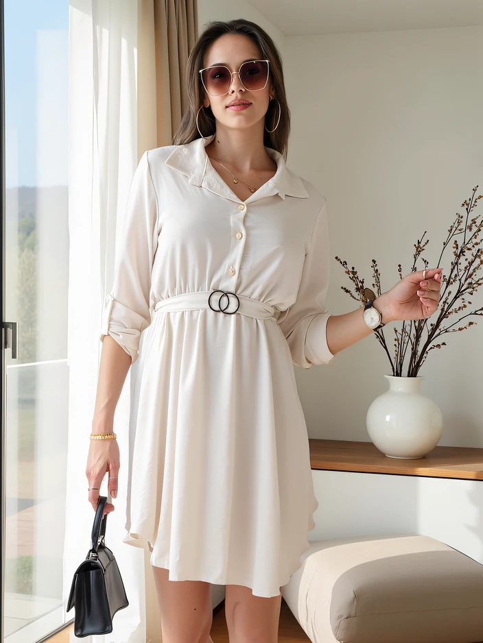 Royalfashion Елегантна дамска рокля до коленете