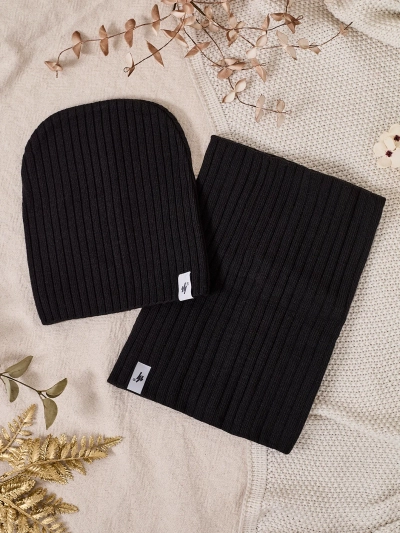 Зимен комплект от Royalfashion Universal - шапка тип бини с шал на туба