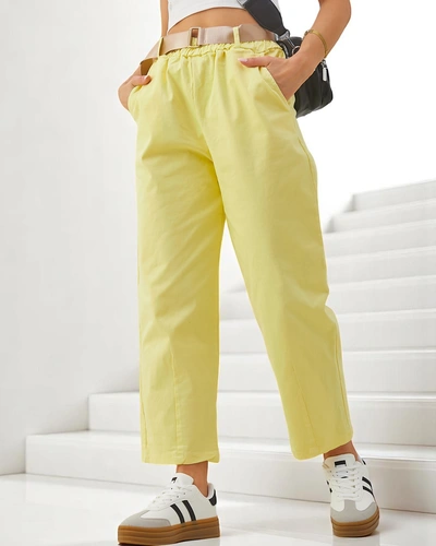 Royalfashion Памучни прави дамски панталони плат