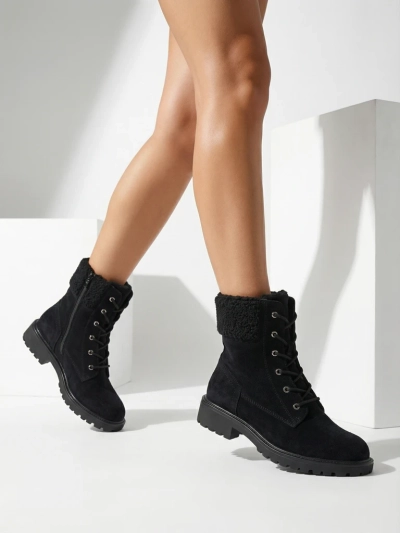 Дамски еко велурени боти с връзки Trevolla