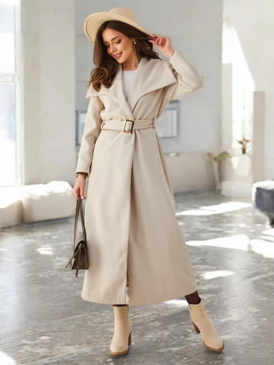 Royalfashion Дамско макси палто с връзка