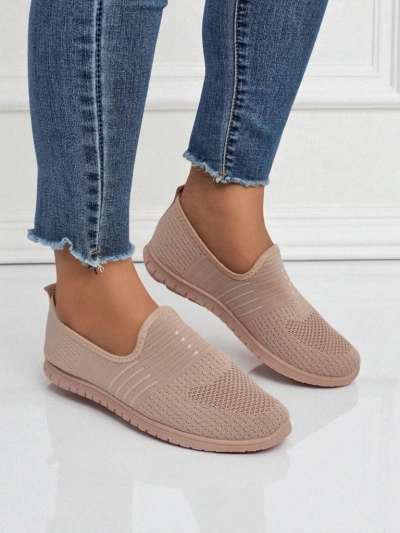 Дамски обувки Aelia розови от плат, удобни мокасини на равна подметка