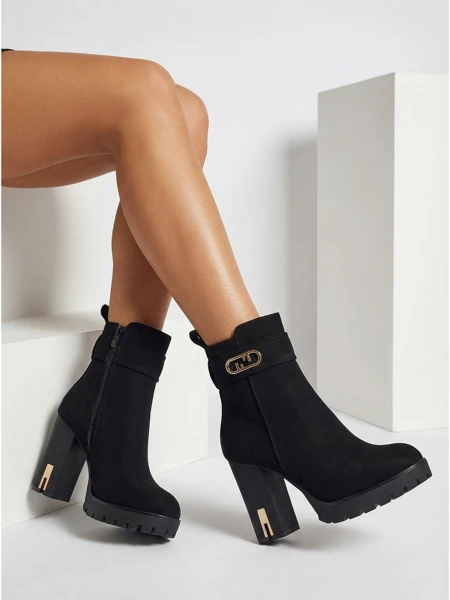 Дамски боти от еко велур на ток Tovia