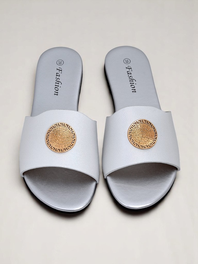 Royalfashion Дамски чехли на равна подметка Golden Slip