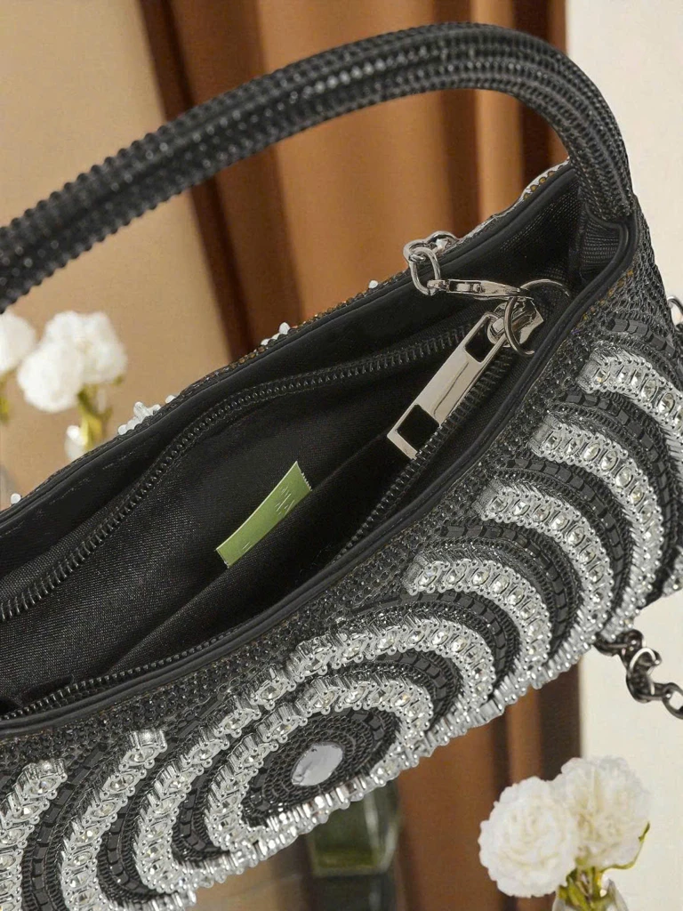 Royalfashion Дамска чанта тип клъч с цирконии Sova Glint