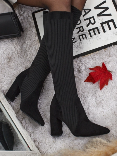 Дамски ботуши с плетена тъкан на ток Isolen