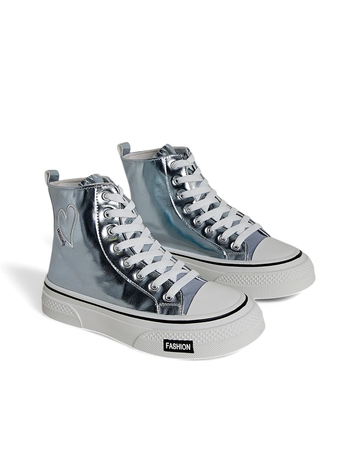 Royalfashion Високи женски маратонки с мотив сърце Сребърно сърце