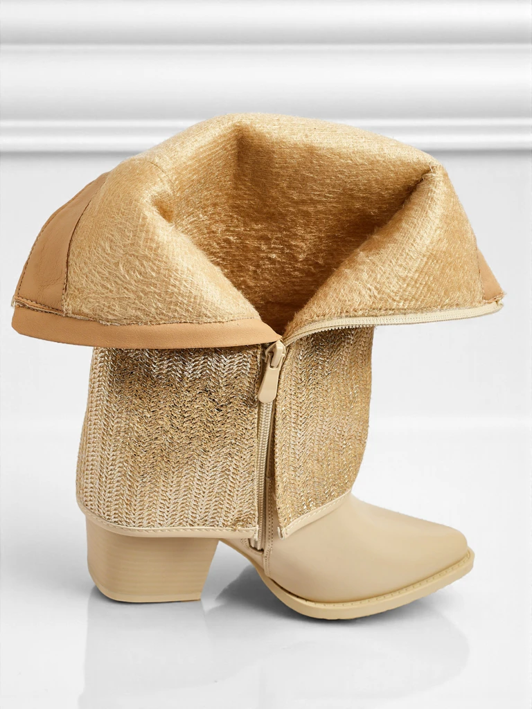 Дамски еко кожени боти на ток с декоративна горна част Virelia