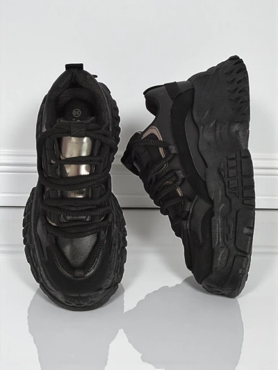 Aurelia Nero – Дамски Сникърси Chunky от Екологична Кожа Черни 6,5 см