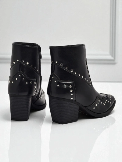 Дамски каубойски ботуши на ток с нитове Glaciere