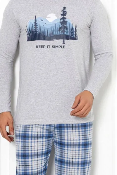 Royalfashion Мъжки памучен пижама в каре