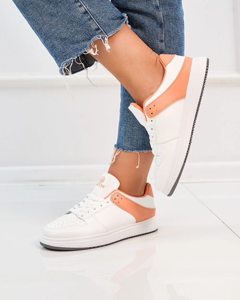 Royalfashion Дамски спортни обувки в бяло и оранжево Elevace