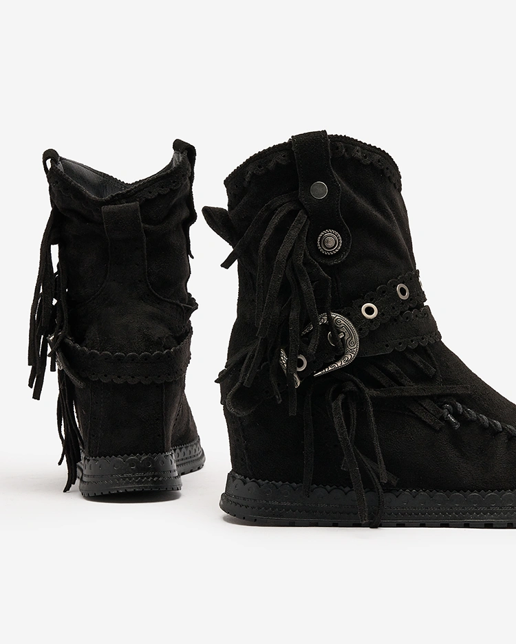 Royalfashion Черни дамски ботуши със скрита котва Dibisa