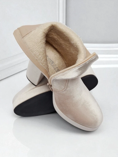 Дамски боти на ток, имитация на велур, Miss