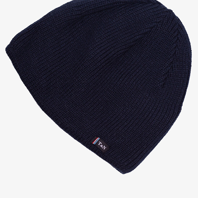 Granatowa męska ocieplana czapka - Akcesoria