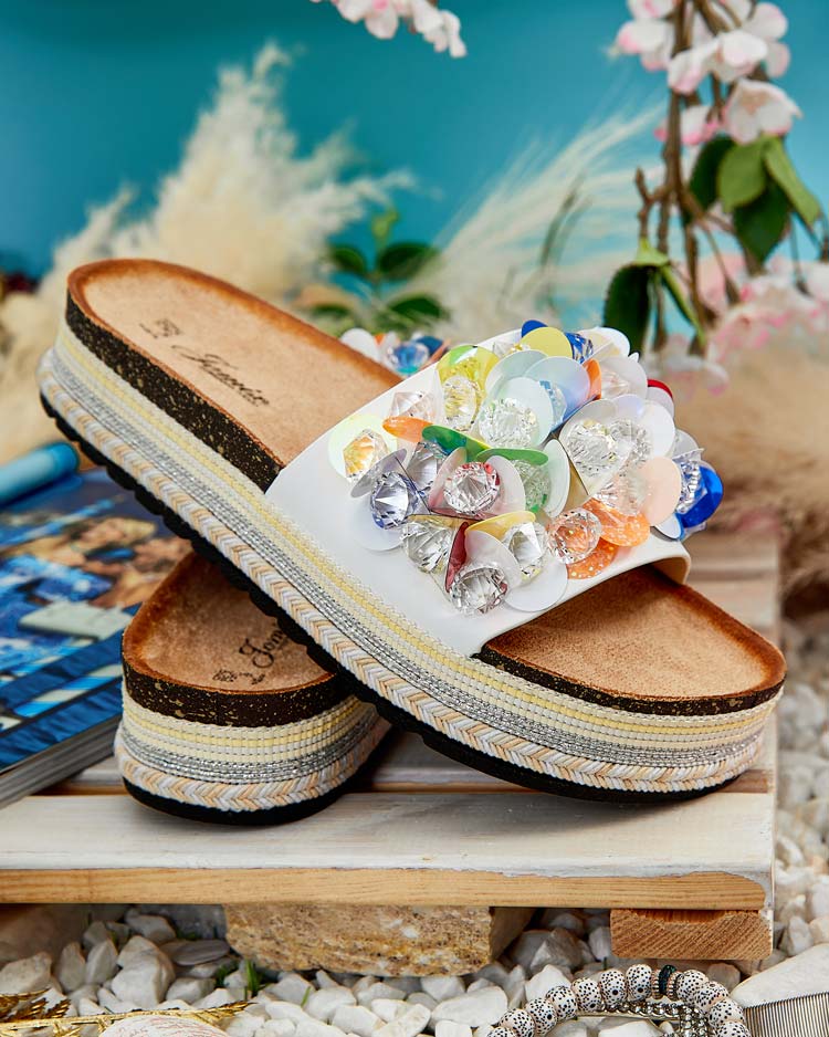 Royalfashion Women's Loassa rhinestone flip-flops