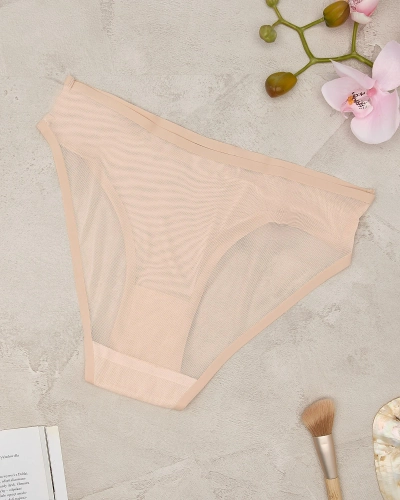 Royalfashion Бежови дамски мрежести бикини