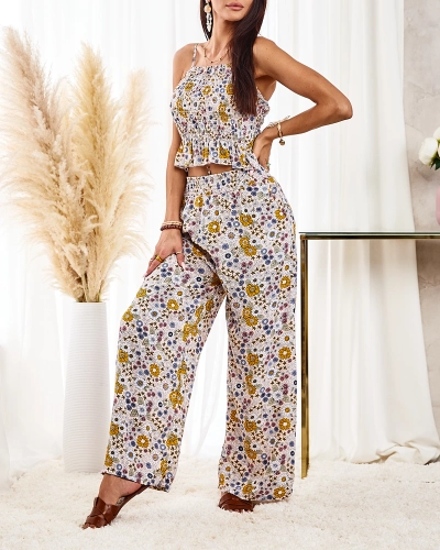 Royalfashion Дамски комплект с шарки в бежово