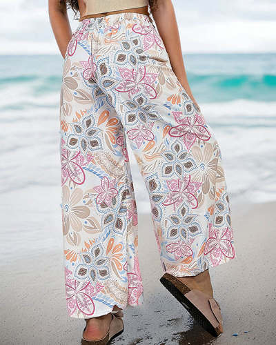 Royalfashion Дамски шарени широки панталони