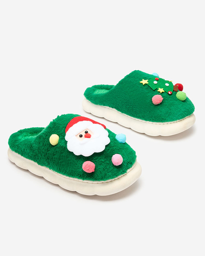 Royalfashion Коледни дамски чехли в зелено Fertemse