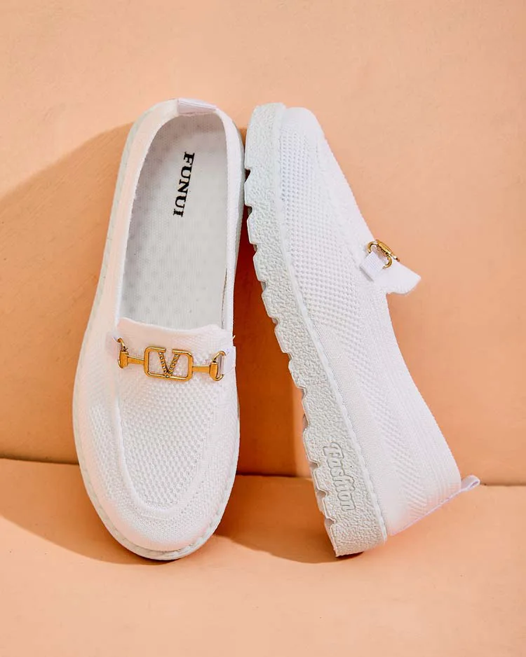 Royalfashion Дамски мокасини от плат със златна украса Erticae