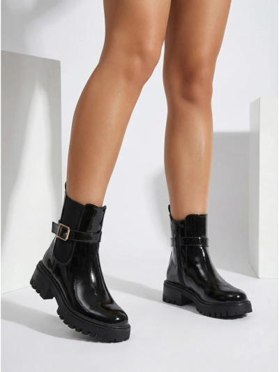 Лакирани дамски боти от еко кожа Calivi