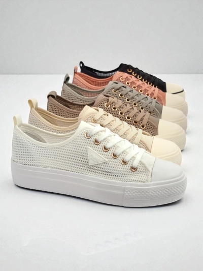 Дамски бели кецове Ariadne Mesh – дишащи кецове на плоска подметка