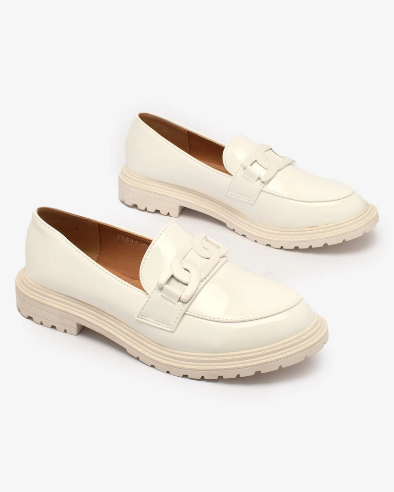 Royalfashion Бели лакирани мокасини за жени Dafench