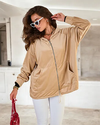 Royalfashion Дамски суитшърт с качулка без цип