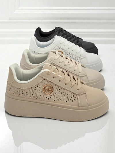 Дамски сникърси платформа Callista Royalfashion екрю еко кожа