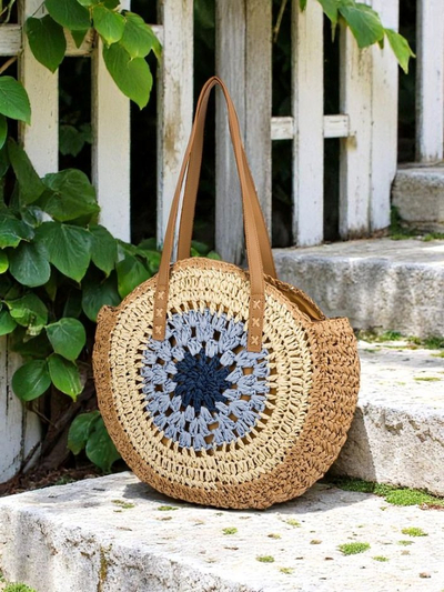 Royalfashion дамска сламена чанта Flora Grande