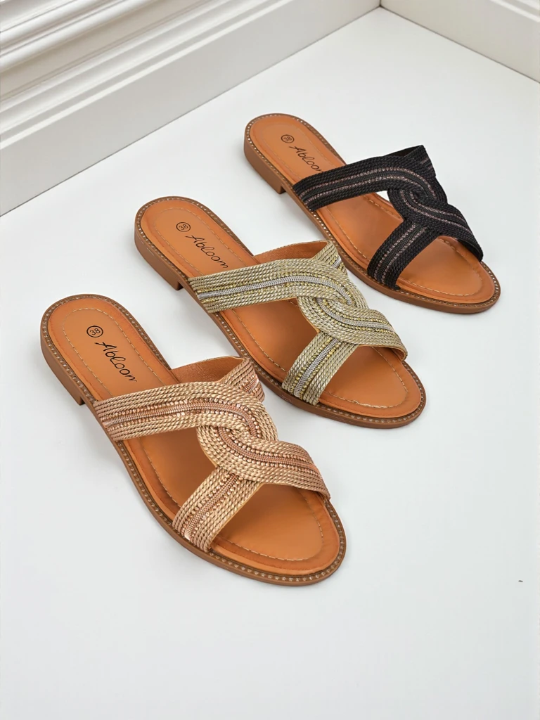 Royalfashion Дамски чехли плетени Woven Breeze