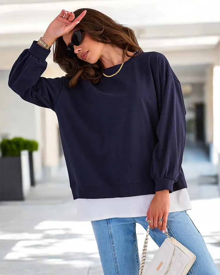 Royalfashion Дамски памучен тънък суитшърт