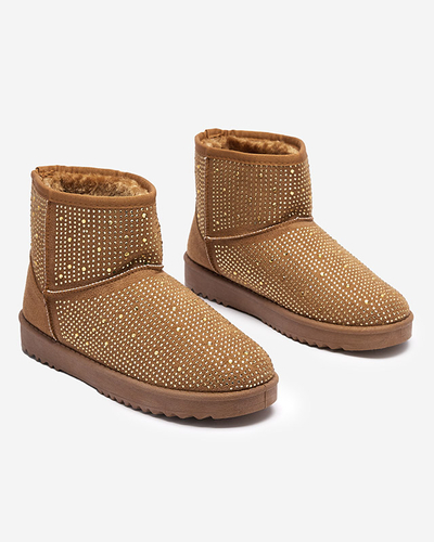 Damskie śniegowce z cyrkoniami w kolorze camel Rudis - Obuwie