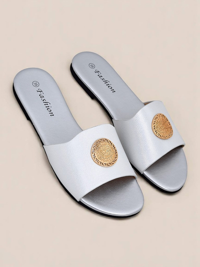 Royalfashion Дамски чехли на равна подметка Golden Slip