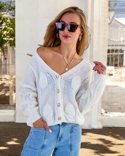 Royalfashion Дамски плетен пуловер с копчета