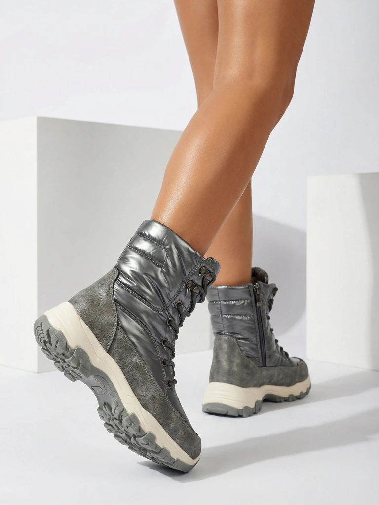 Дамски боти Aurora Сребристи Екологични Ежедневни за Зимата
