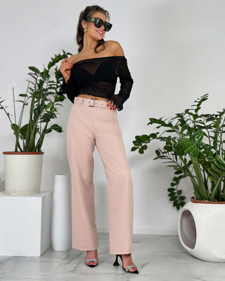 Royalfashion Дамски широки панталони от плат