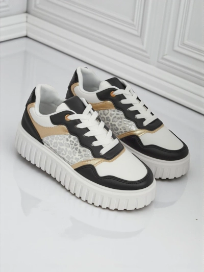 Дамски сникърси Royalfashion Callista платформа черни еко кожа размер 40