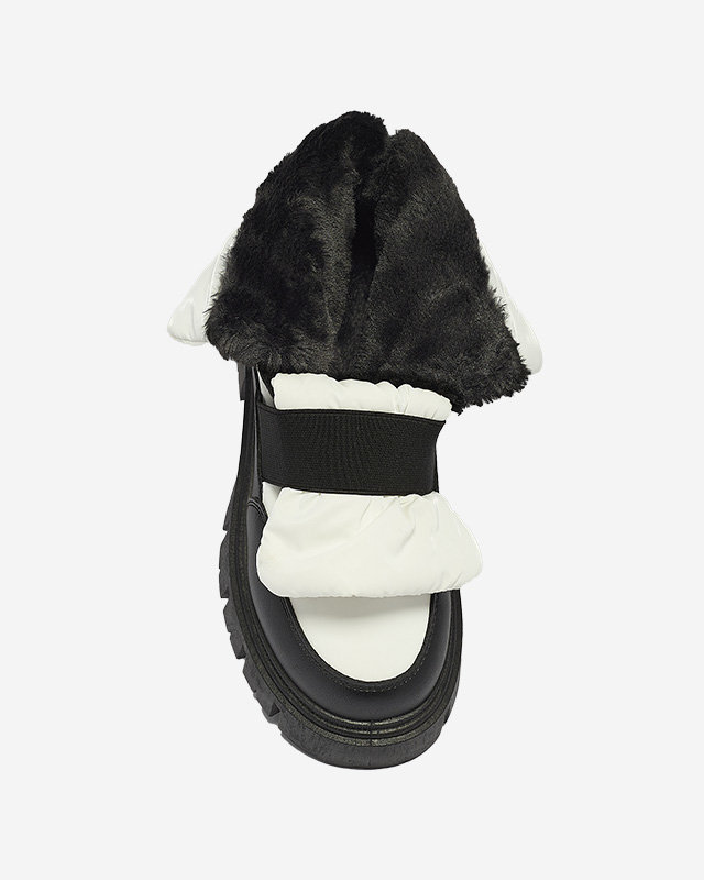 Дамски ботуши за сняг с равна подметка в черно и бяло Ferory- Footwear
