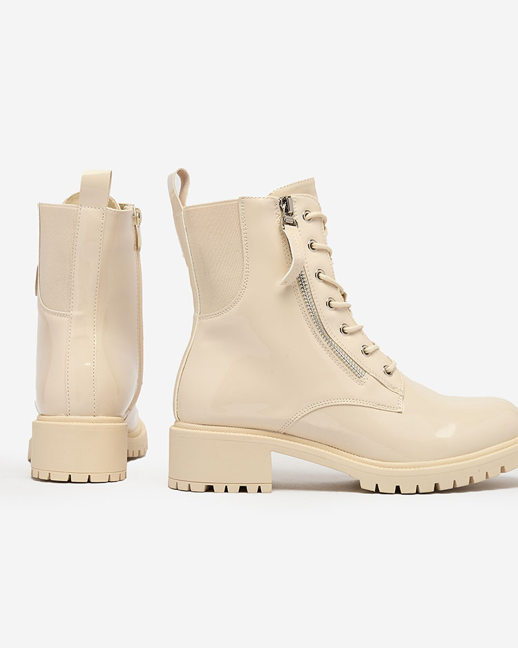 Royalfashion Бежови дамски ботуши Seddaga от еко кожа