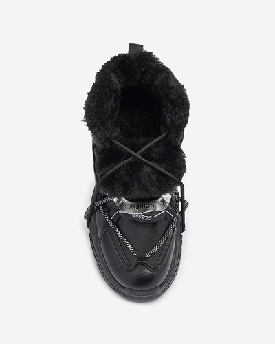 Czarne sneakersy z ociepleniem Pommie - Obuwie