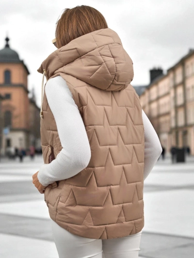 Дамска капитонирана жилетка с качулка Crimson Haze