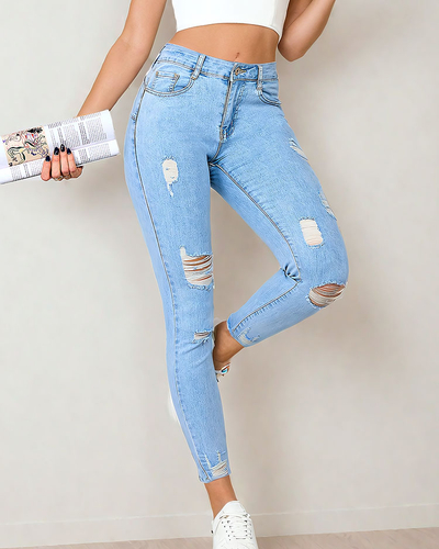 Royalfashion Дамски дънки тип "туба" с протриване